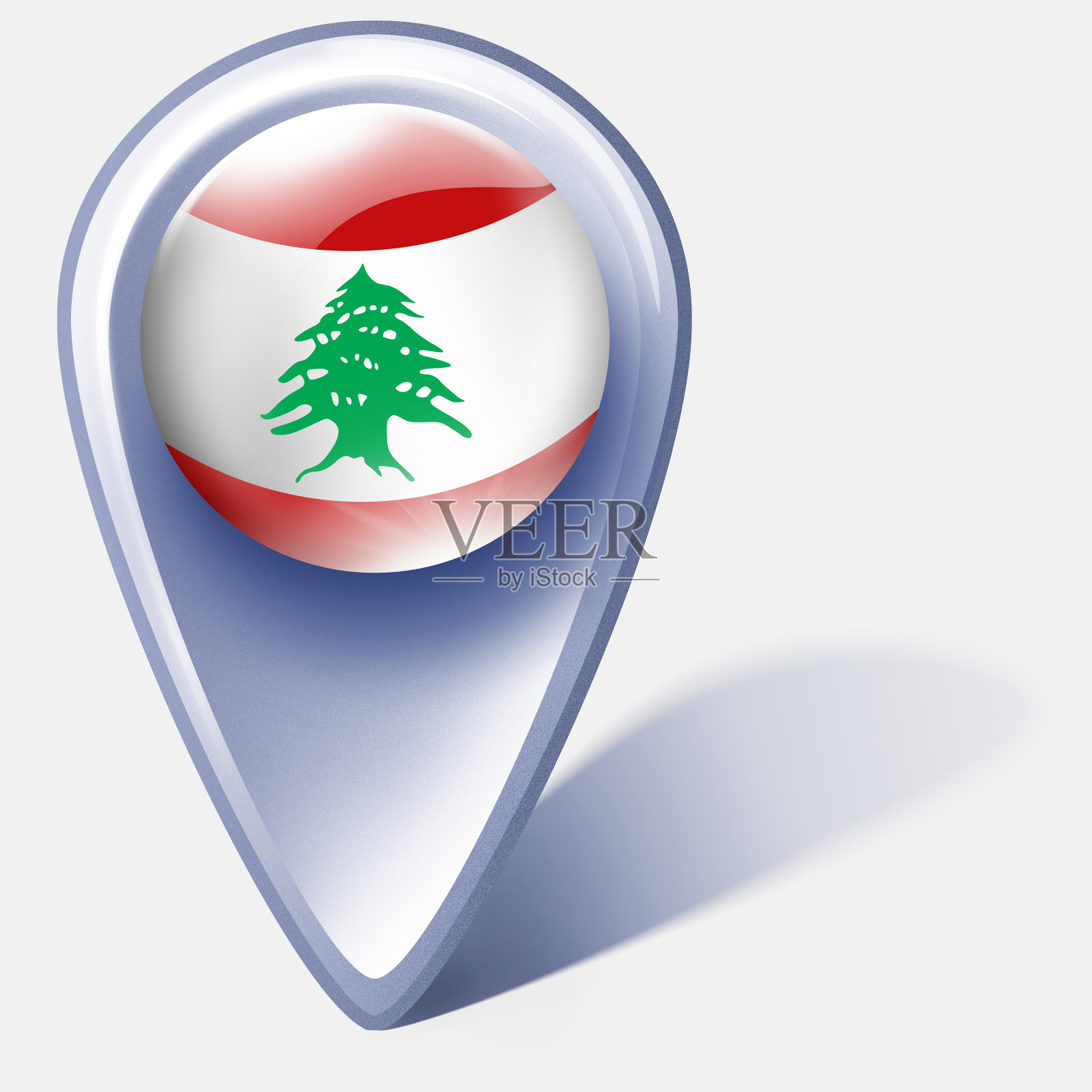 带有黎巴嫩国旗的地图指针按钮插画图片素材