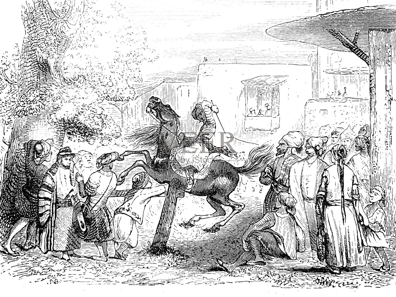 骑士试图撬开锁插画图片素材