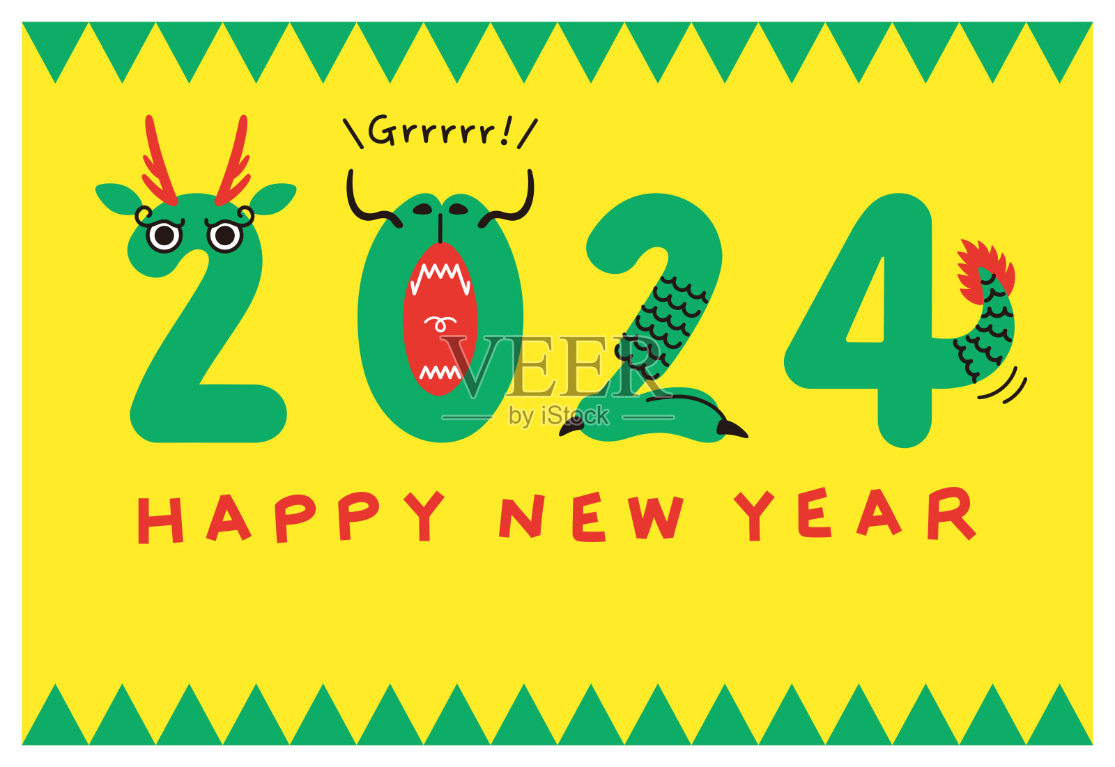 2024年新年龙贺卡插画图片素材