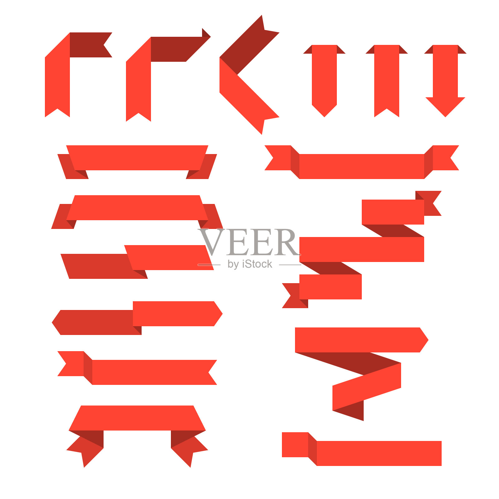 一套扁平丝带。矢量横幅的集合。设计元素图片