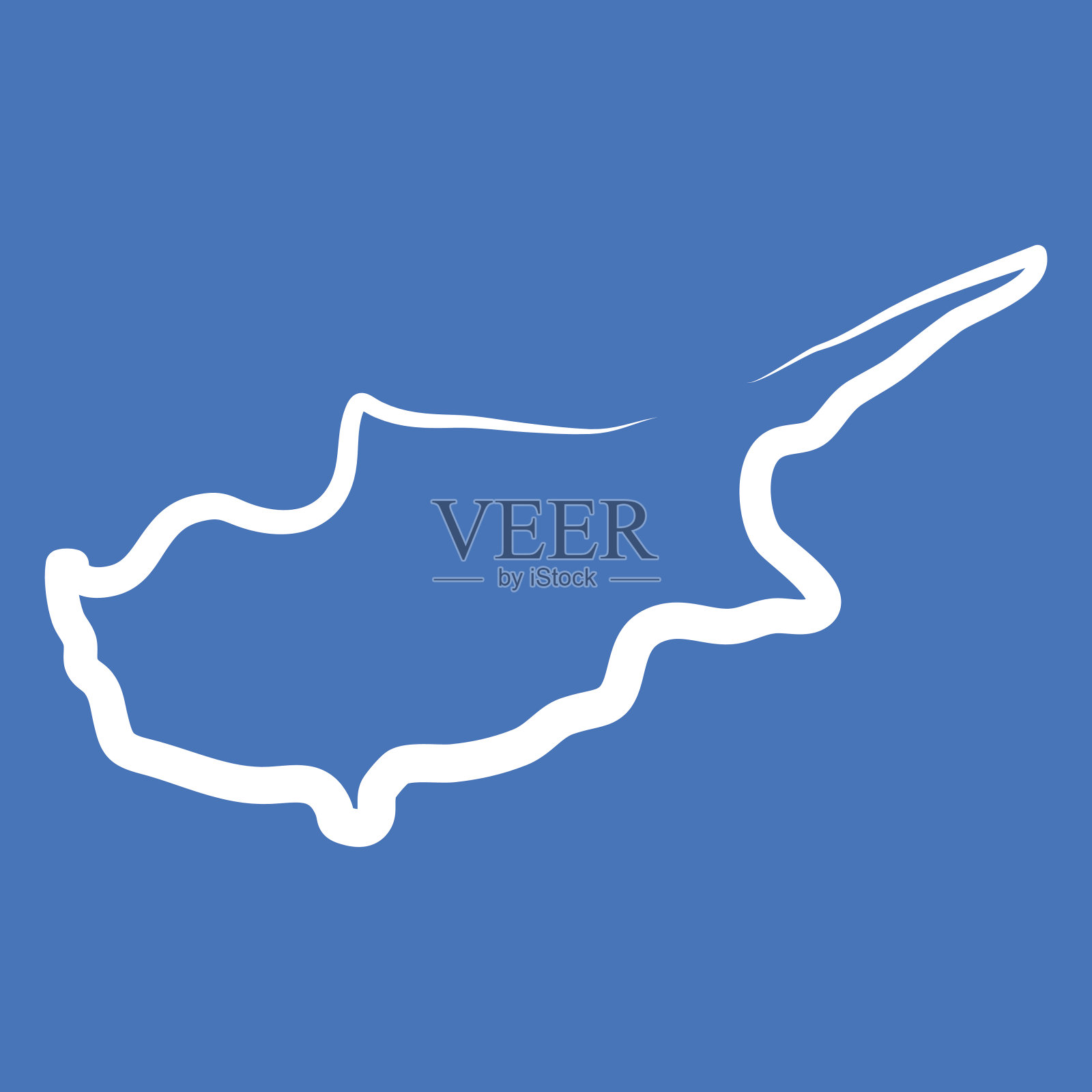 塞浦路斯轮廓地图由单线制成插画图片素材