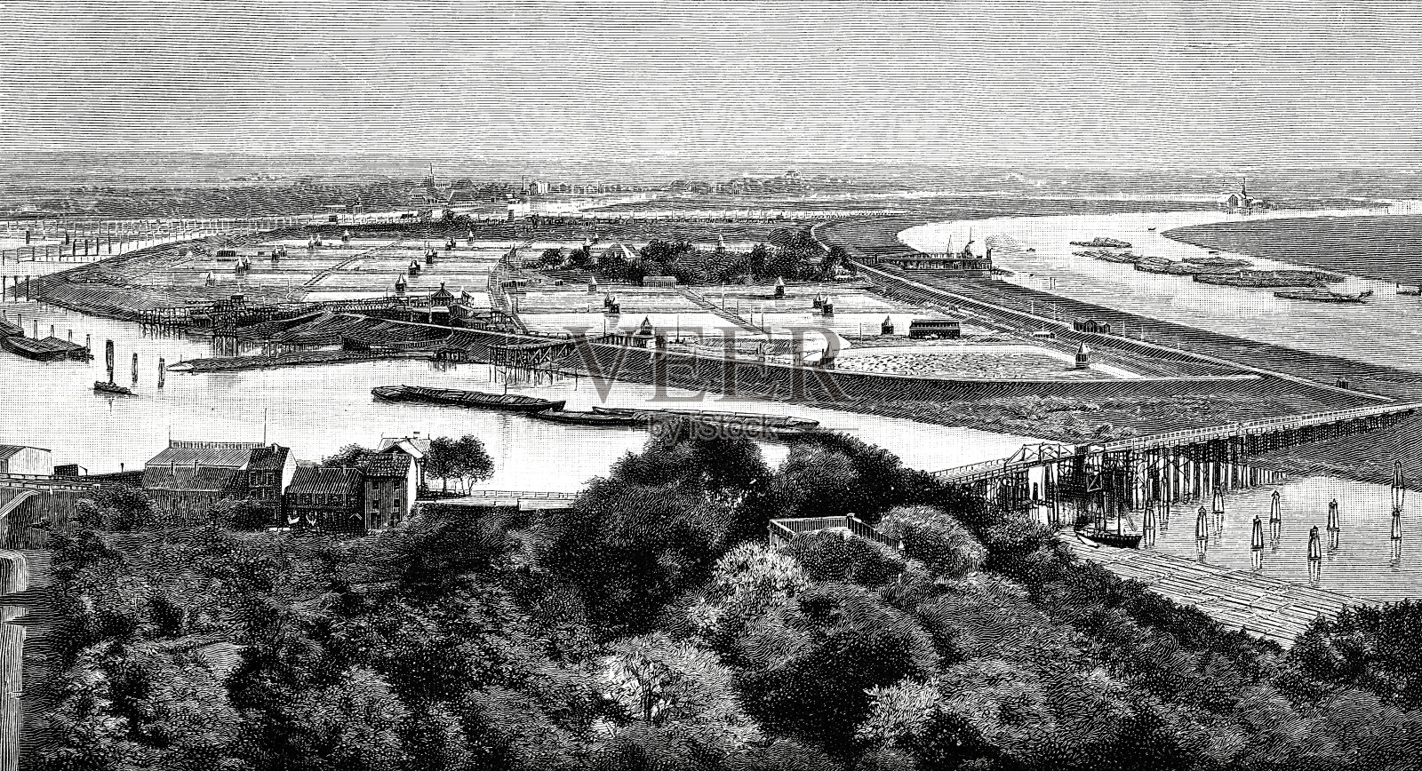 查看汉堡港,过滤系统插画图片素材