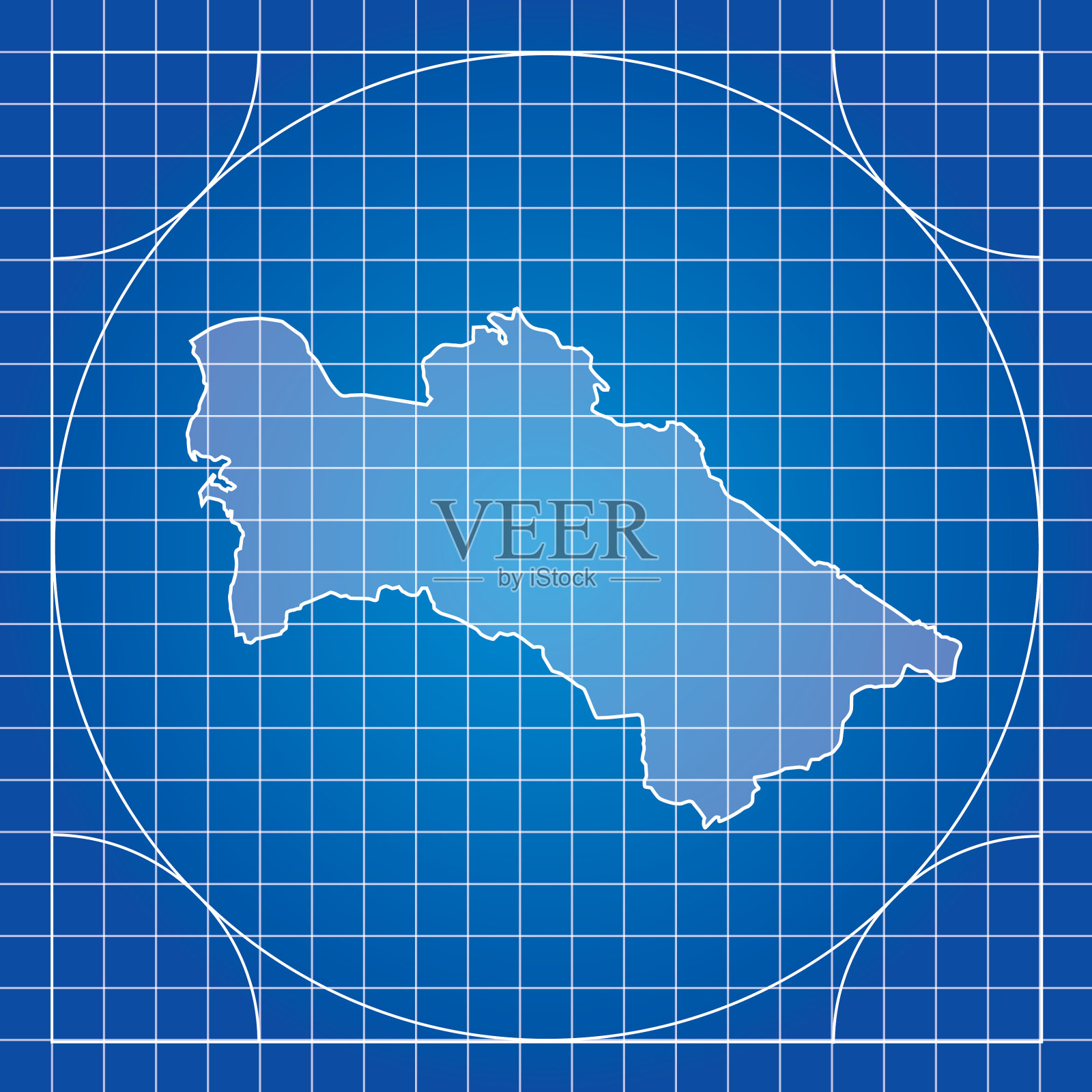 蓝图土库曼斯坦地图插画图片素材