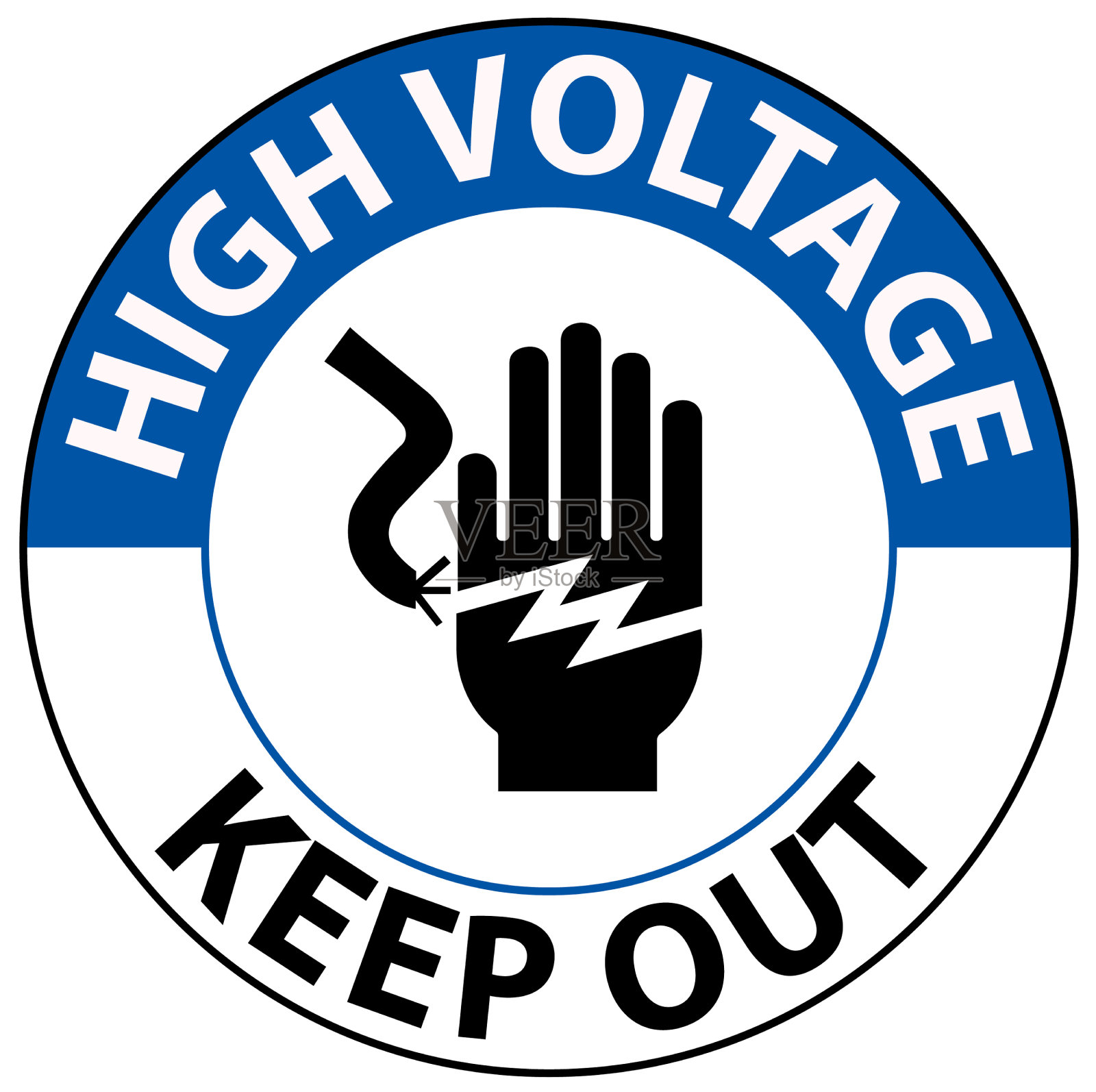 注意白色的高压禁止进入标志插画图片素材