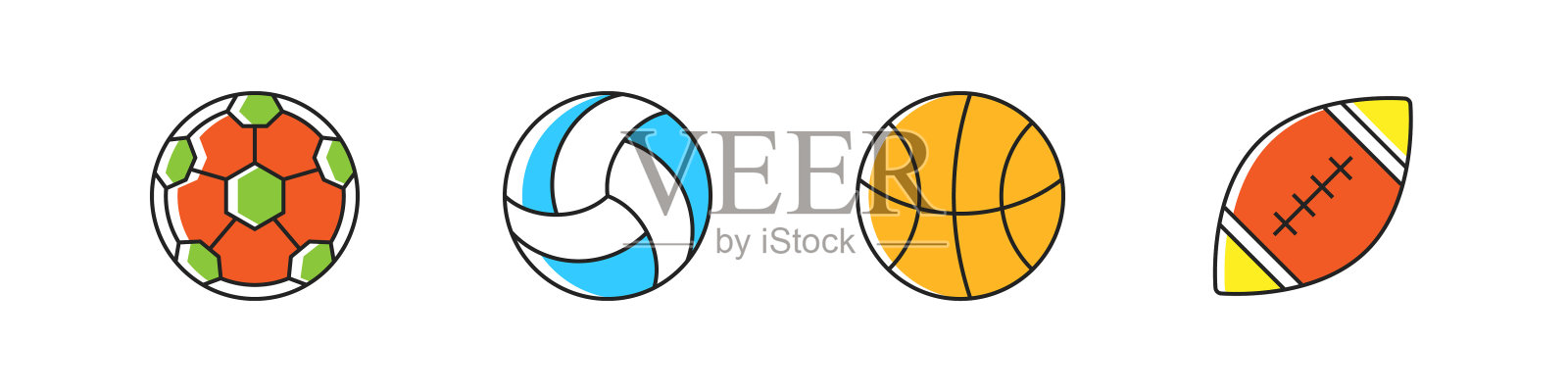 运动元素相关矢量直线图标。大纲符号集合插画图片素材