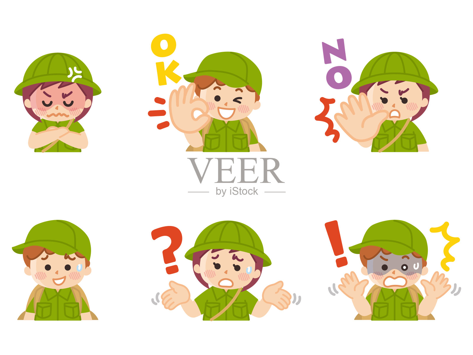 探险的孩子。姿态。童子军。冒险。插画图片素材