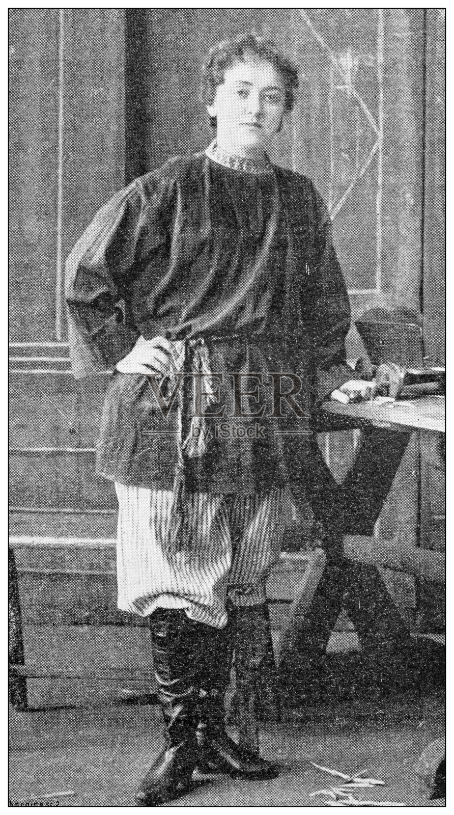 古董图片:玛丽亚·多琳娜·戈连科,女演员在“沙皇”戏剧中插画图片素材