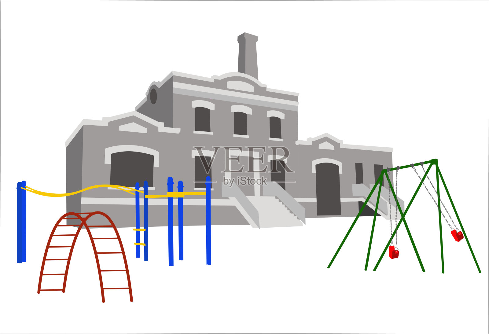 学校操场上插画图片素材