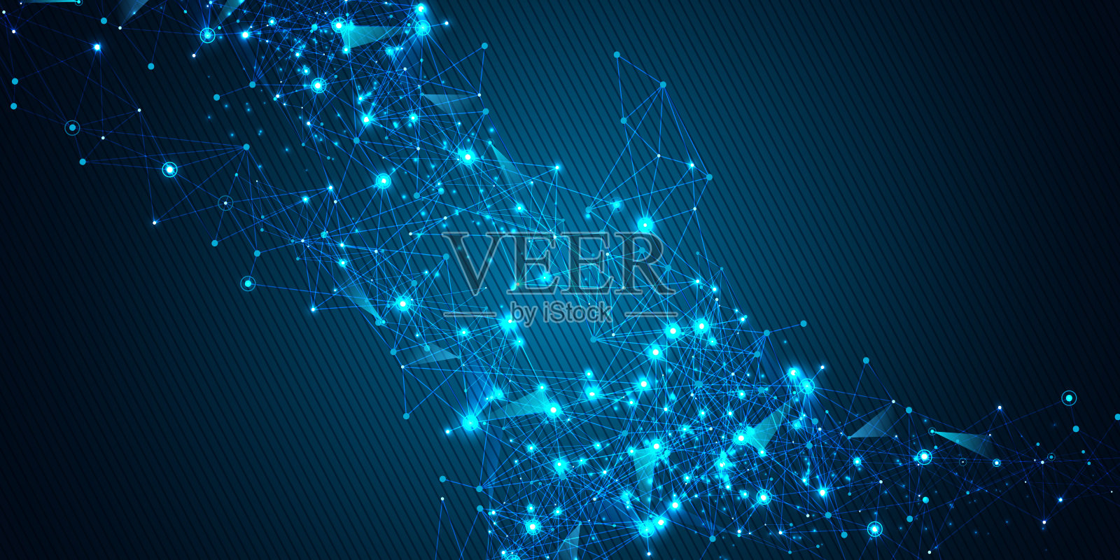 互联网连接,抽象感的科技平面设计。插画图片素材