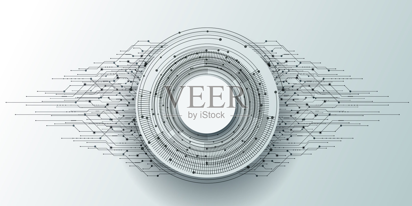 抽象现代未来科技白色背景模板与圆线插画图片素材