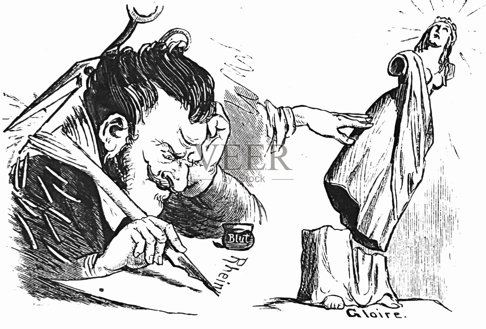 法国诗人哀悼伟大民族的陨落荣耀插画图片素材