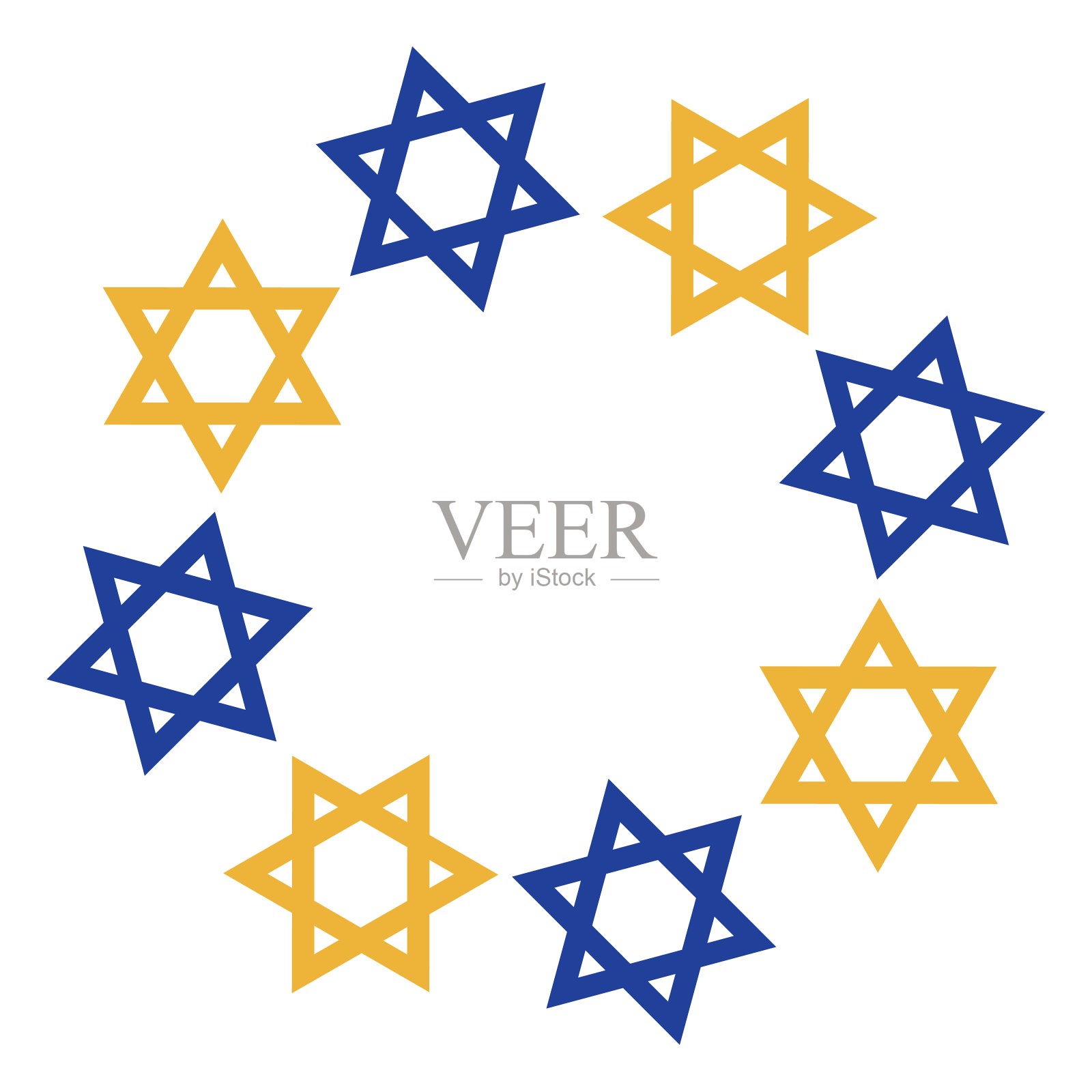 星大卫圆形框架插画图片素材