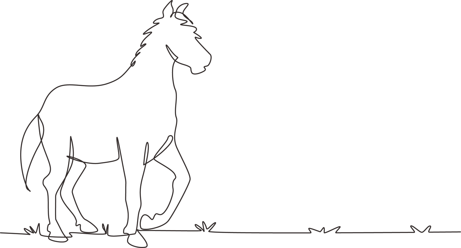 单线画跑马素描的设计元素图片