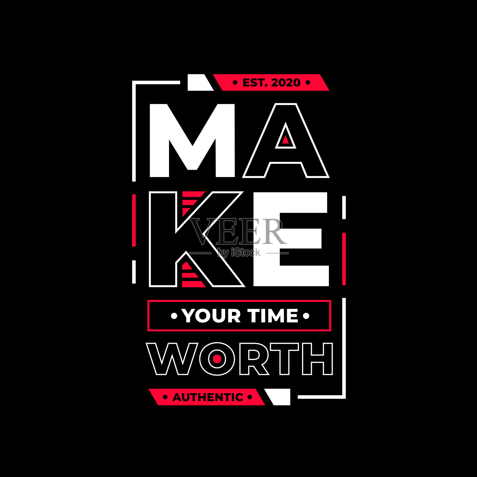 让你的时间值得红色现代排版灵感引号t恤设计的城市时尚风格插画图片素材