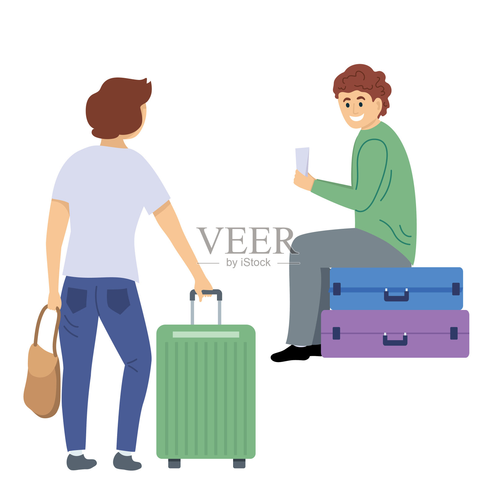 一对在透明背景下旅行的夫妇插画图片素材