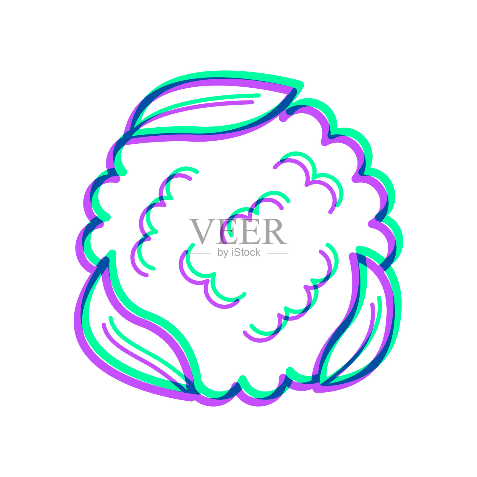 菜花。图标与两种颜色叠加在白色背景上插画图片素材