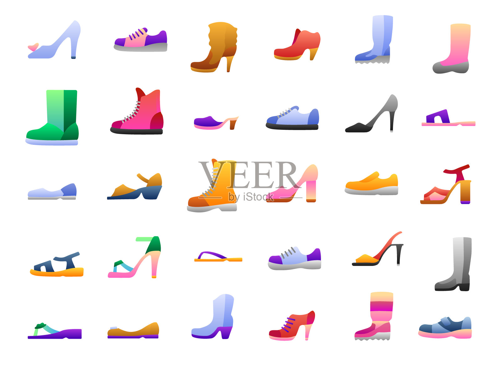 鞋子渐变图标集插画图片素材