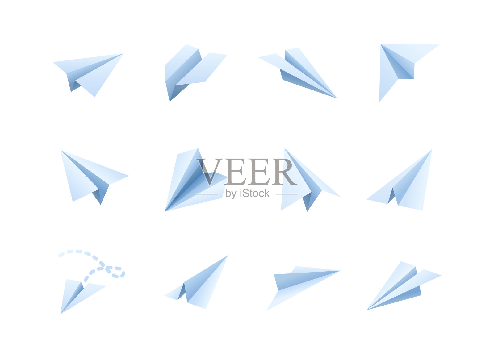 纸飞机平面渐变图标集插画图片素材