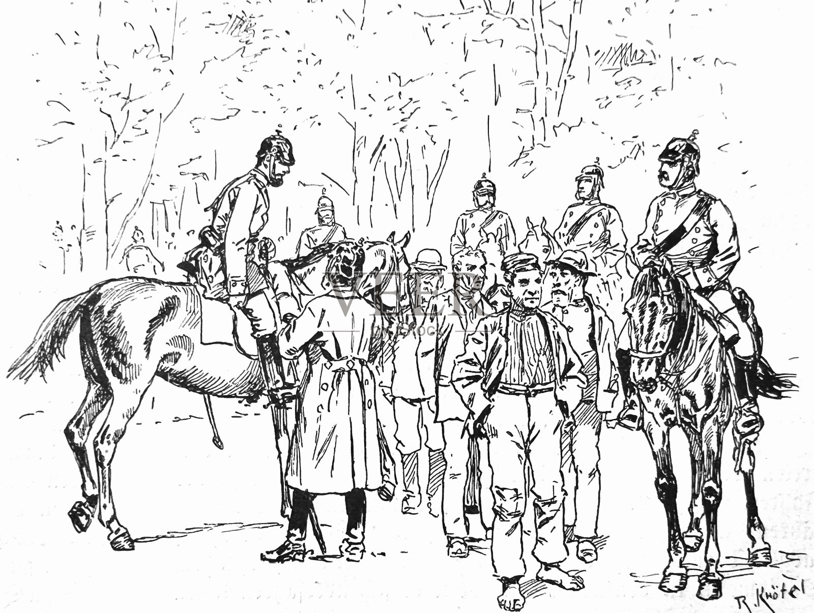 柏林,警方突袭了蒂尔加滕插画图片素材