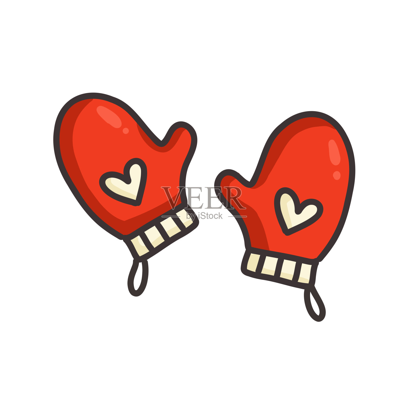 手绘圣诞手套图标在白色背景插画图片素材