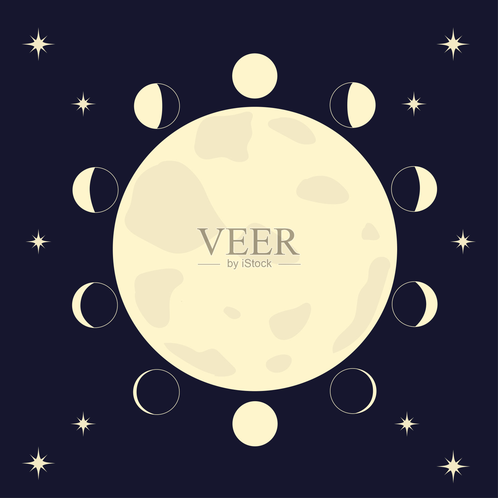 月相插画图片素材