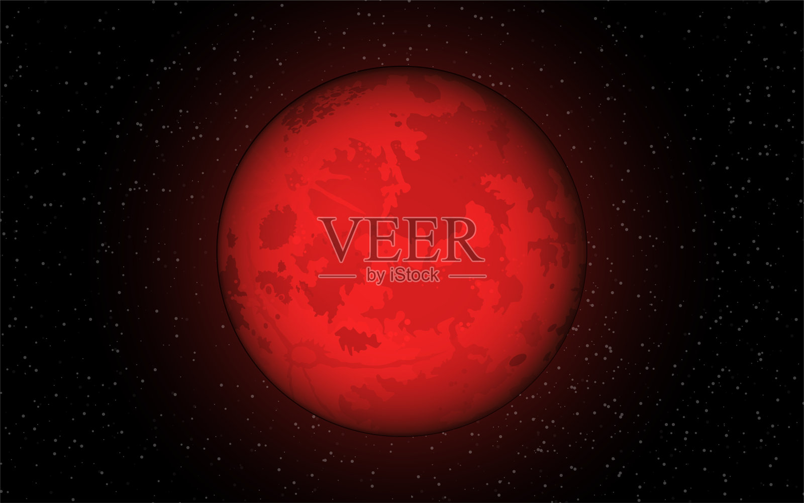 火星、行星、月球或地球的月食。插画图片素材