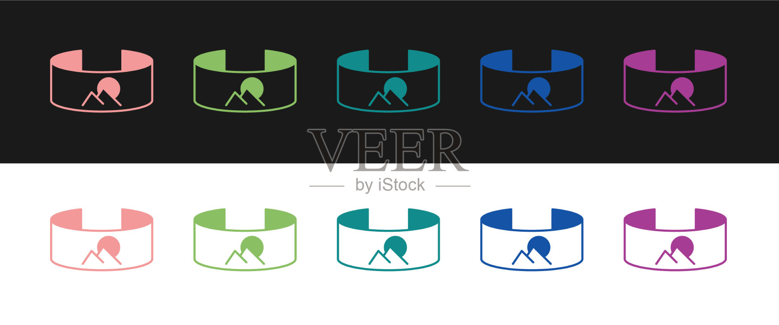 将360度视图图标隔离在黑色和图标素材