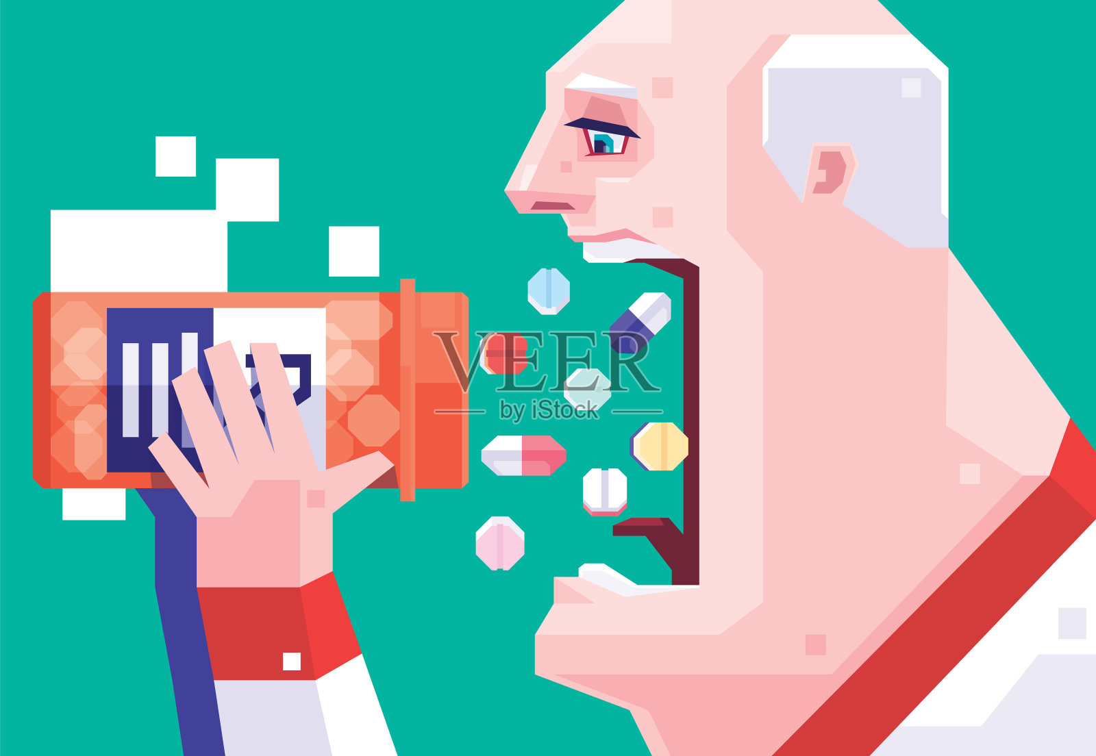 老年人吃药插画图片素材