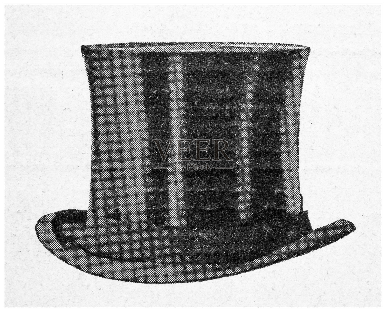 古董插图:时尚帽子,半平边插画图片素材