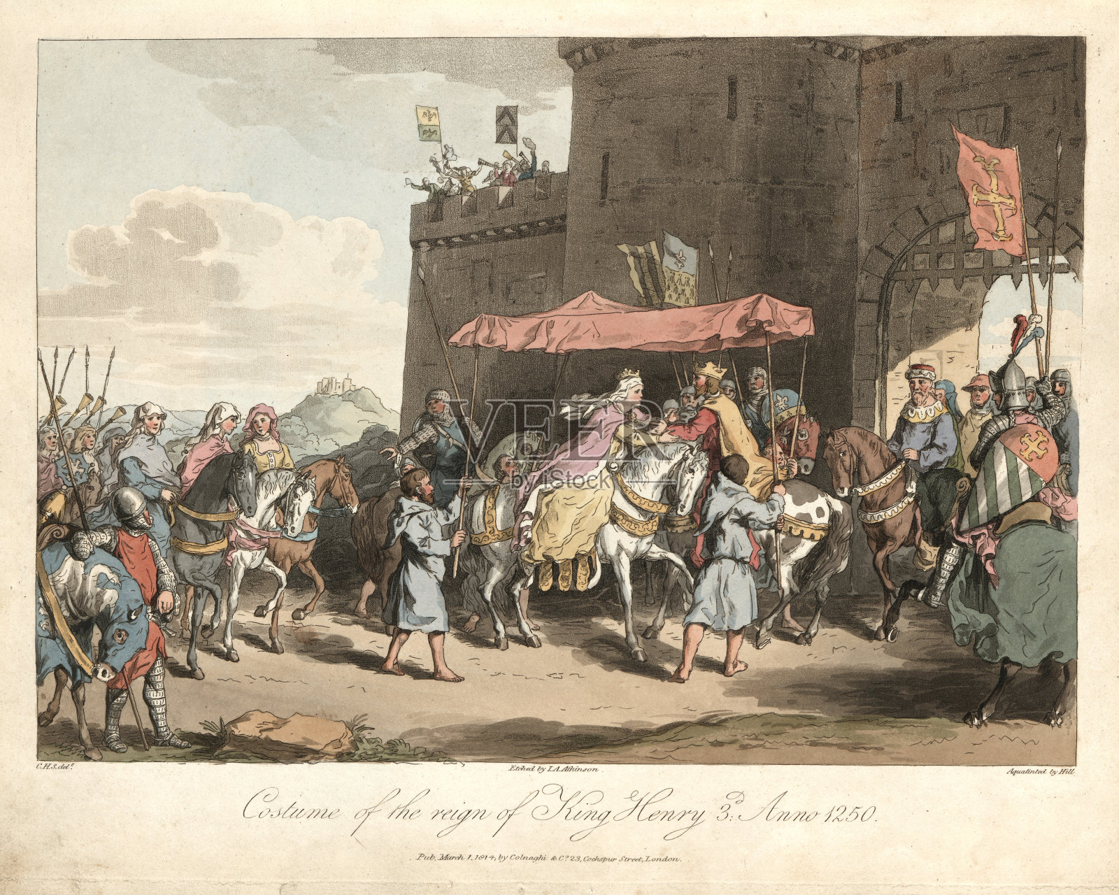 英格兰国王亨利三世问候他的王后普罗旺斯的埃莉诺插画图片素材