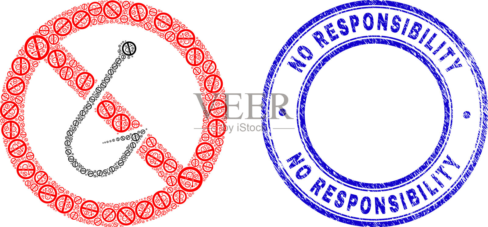 橡胶无责任徽章,禁止使用插画图片素材