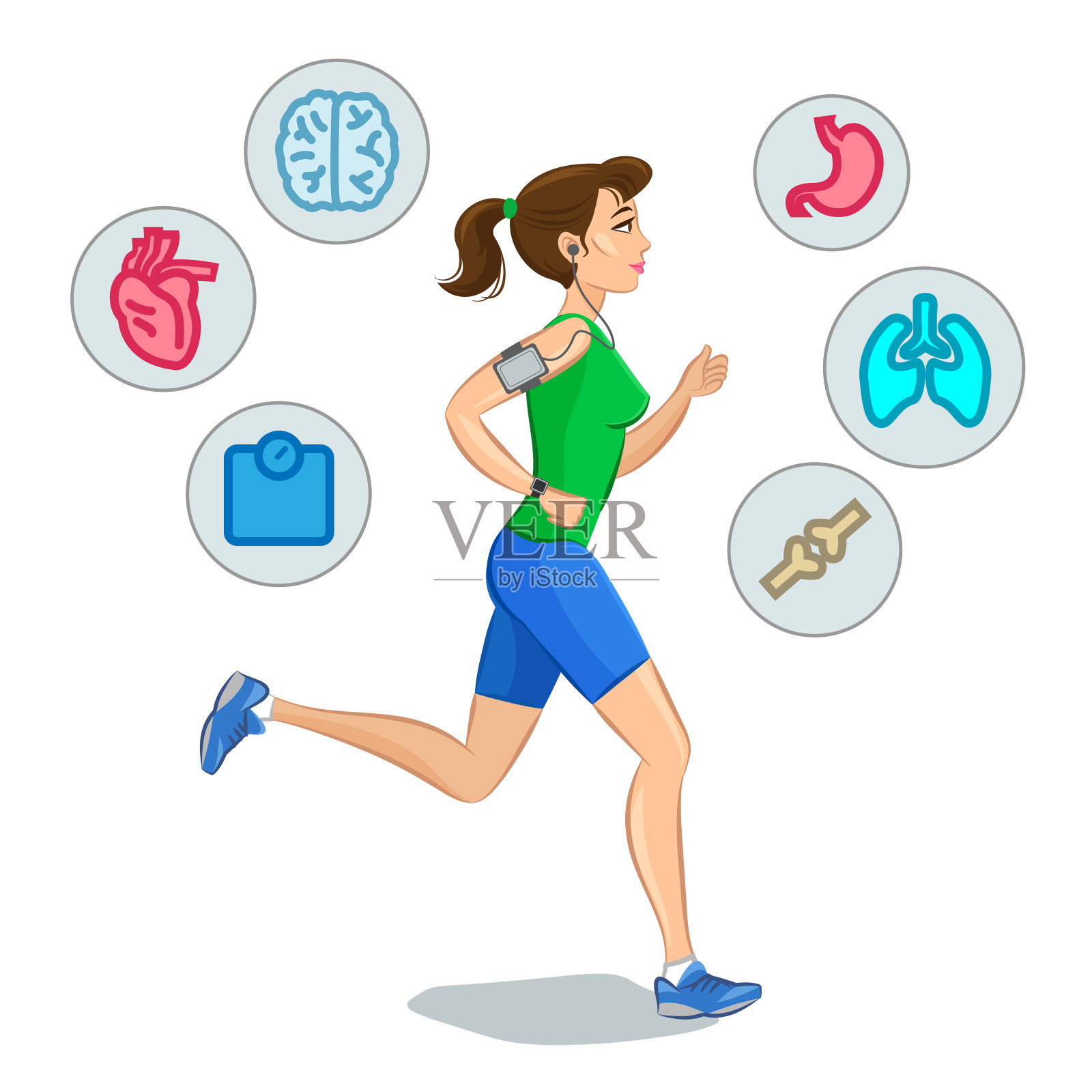 慢跑女人,跑步信息图元素,减肥有氧训练。矢量插图。插画图片素材