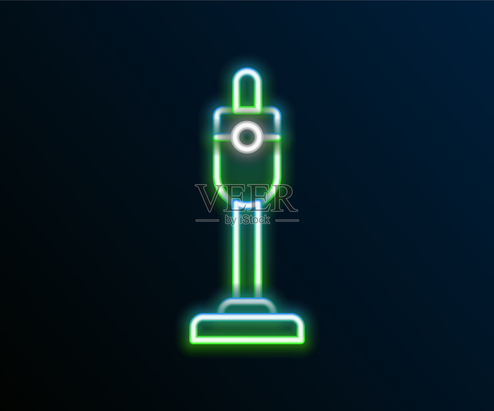 发光的霓虹灯线真空吸尘器图标隔离插画图片素材