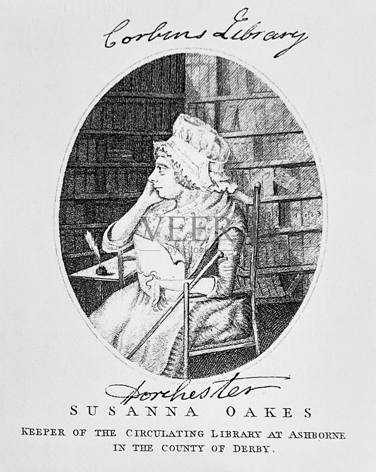 苏珊娜·奥克斯,阿什本循环图书馆的管理员插画图片素材