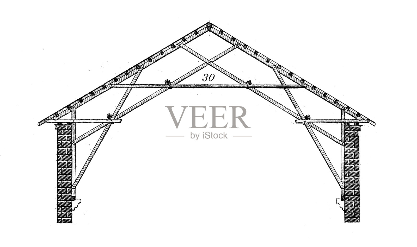 古董插图:结构和建筑:木架和接合插画图片素材