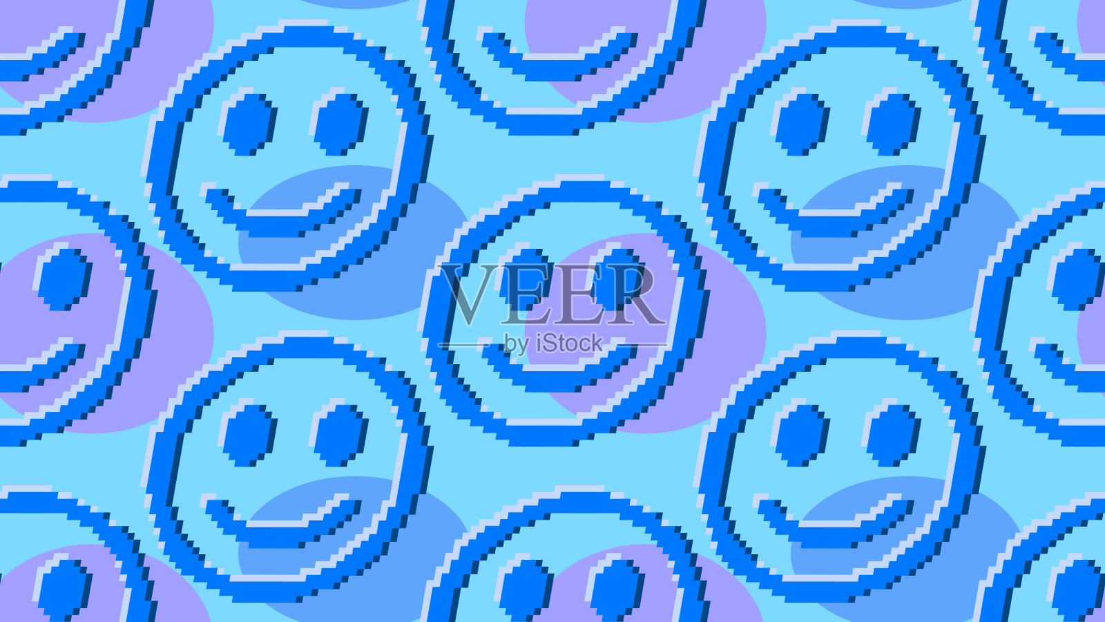 像素无缝插图-笑脸或表情符号。插画图片素材