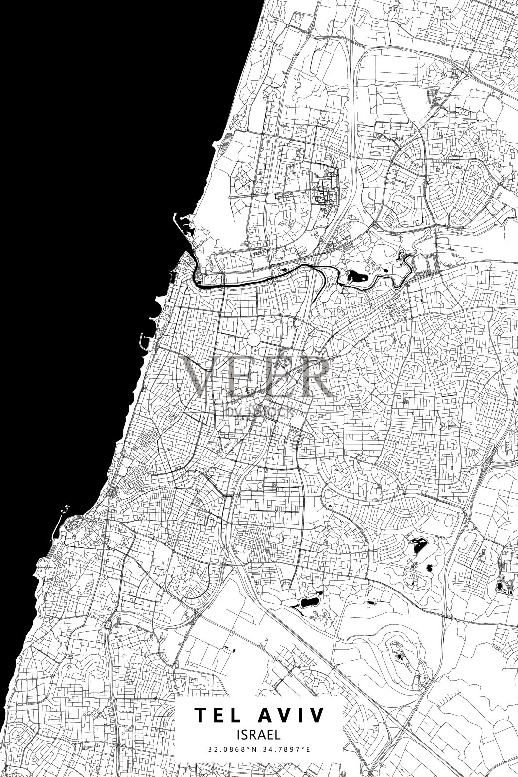 特拉维夫矢量地图插画图片素材
