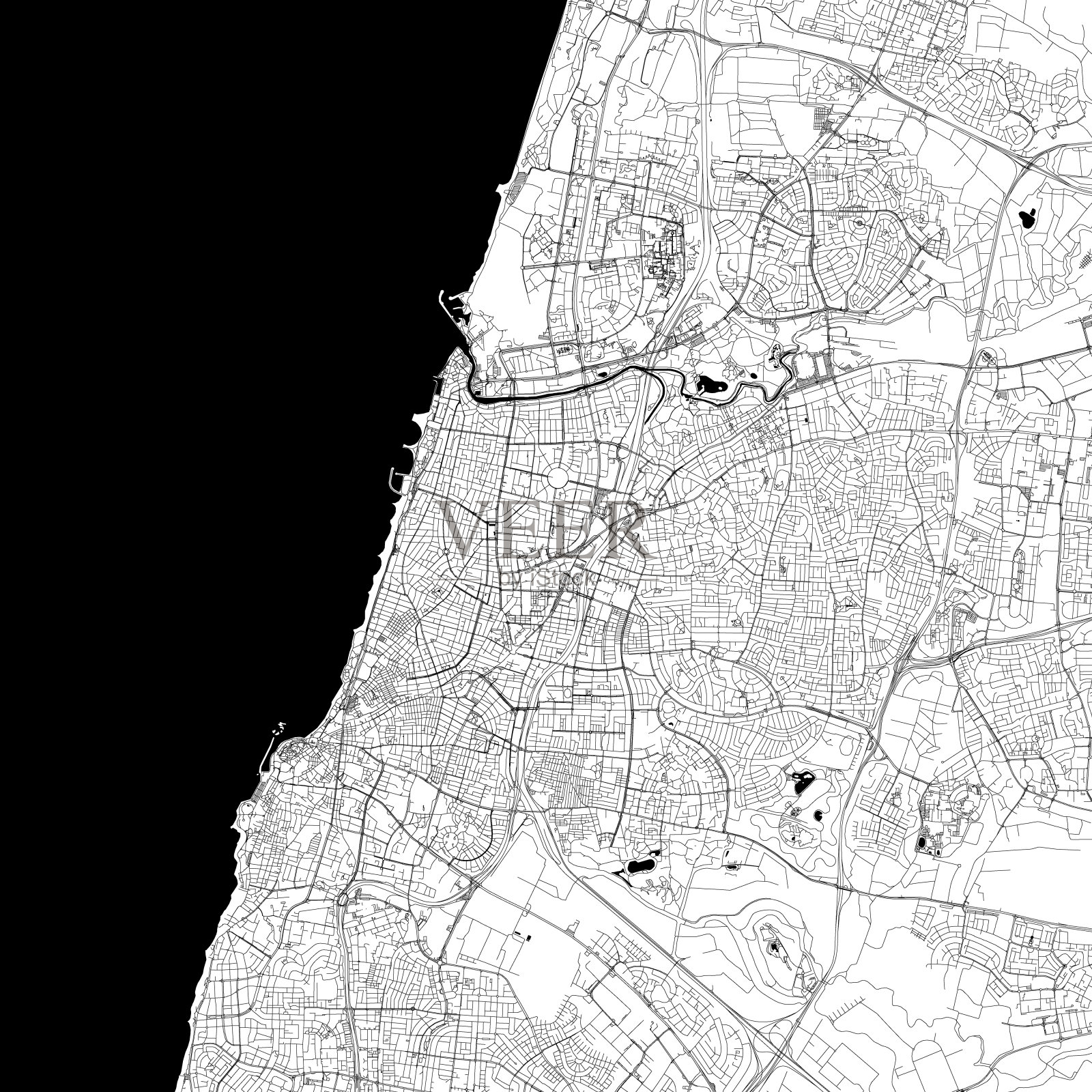 特拉维夫矢量地图插画图片素材