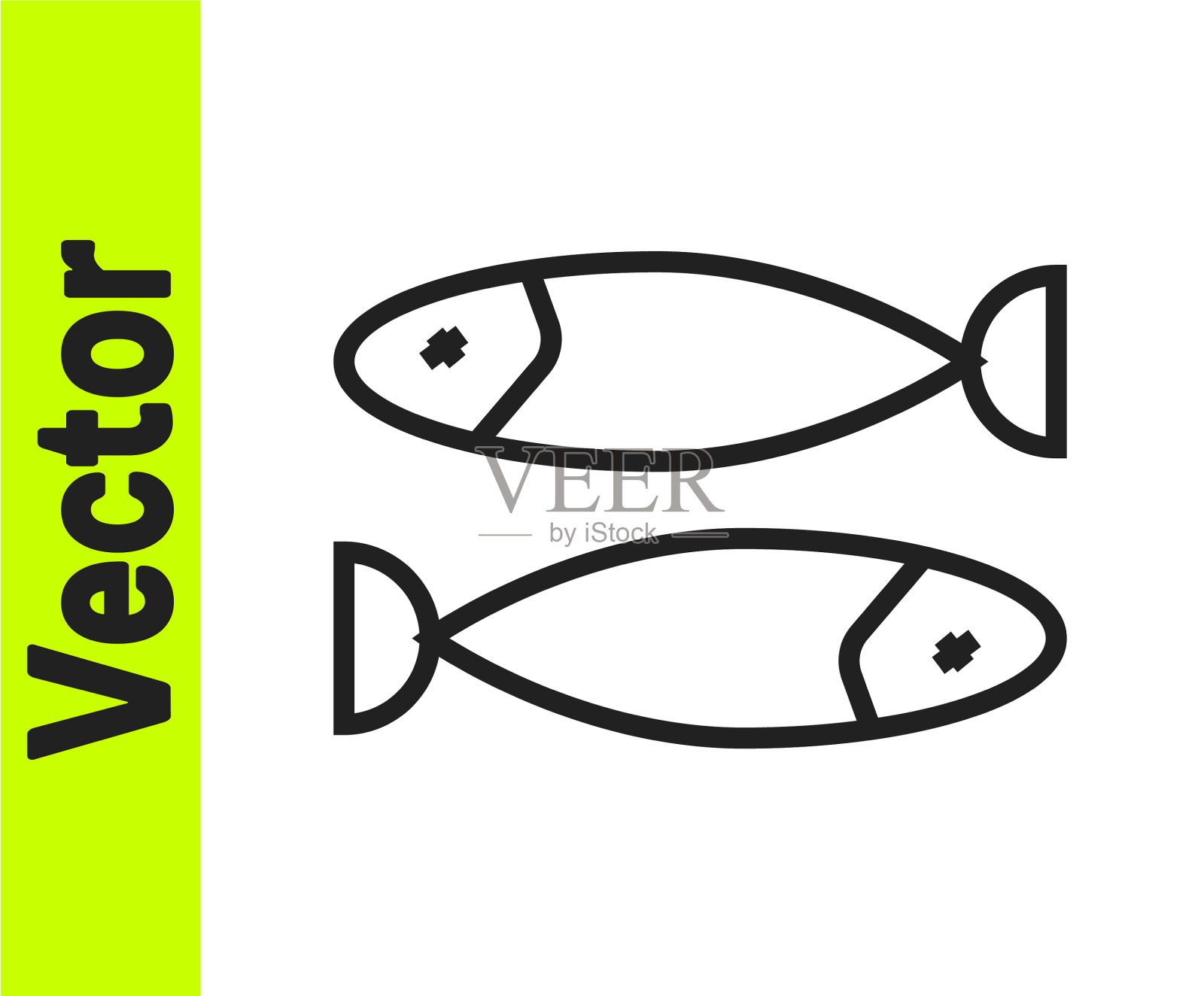 黑线干鱼图标孤立在白色插画图片素材