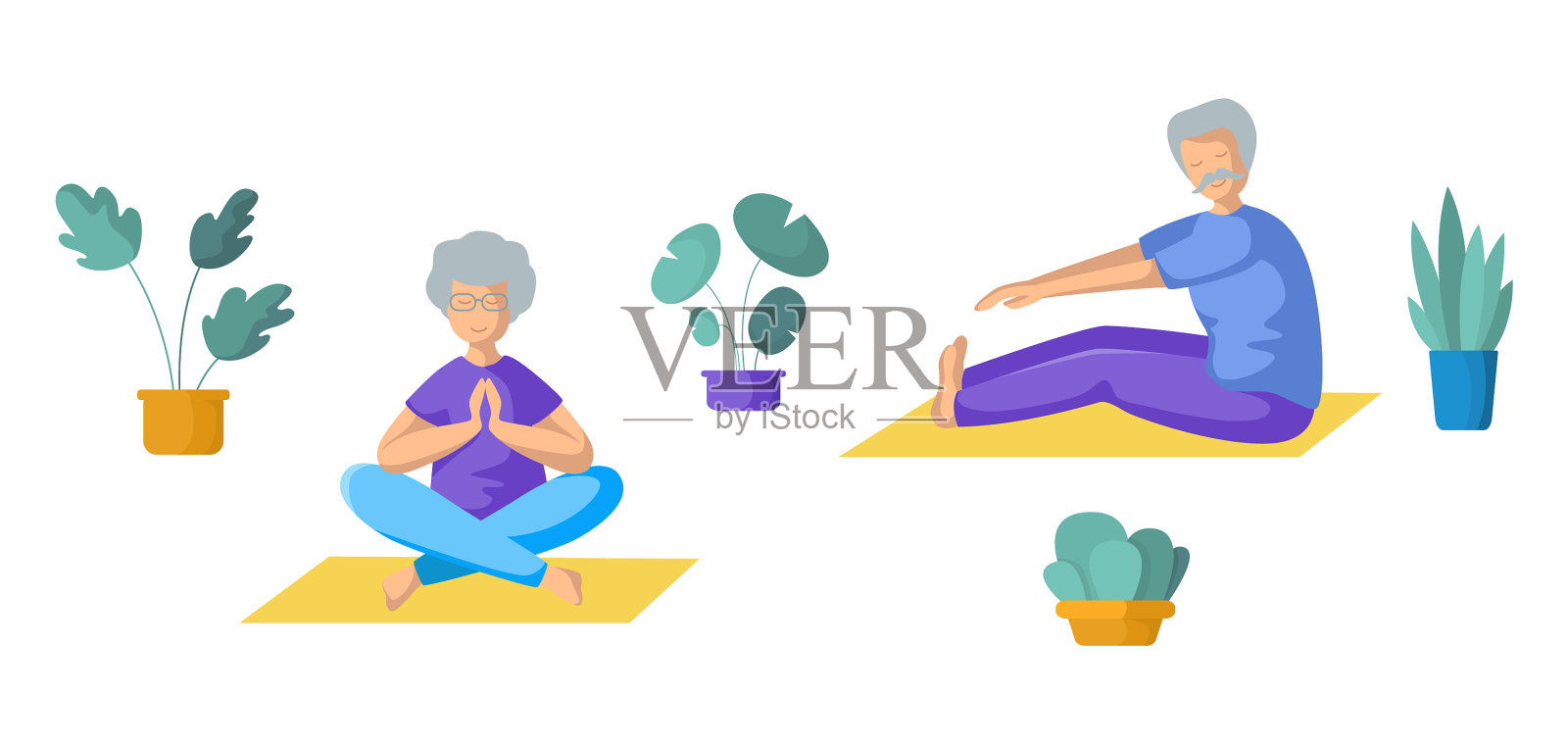 瑜伽不同的人插画图片素材