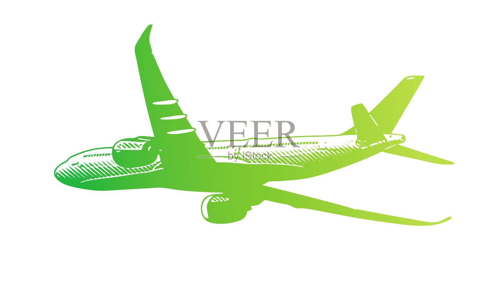 商用飞机在飞行,白色背景插画图片素材