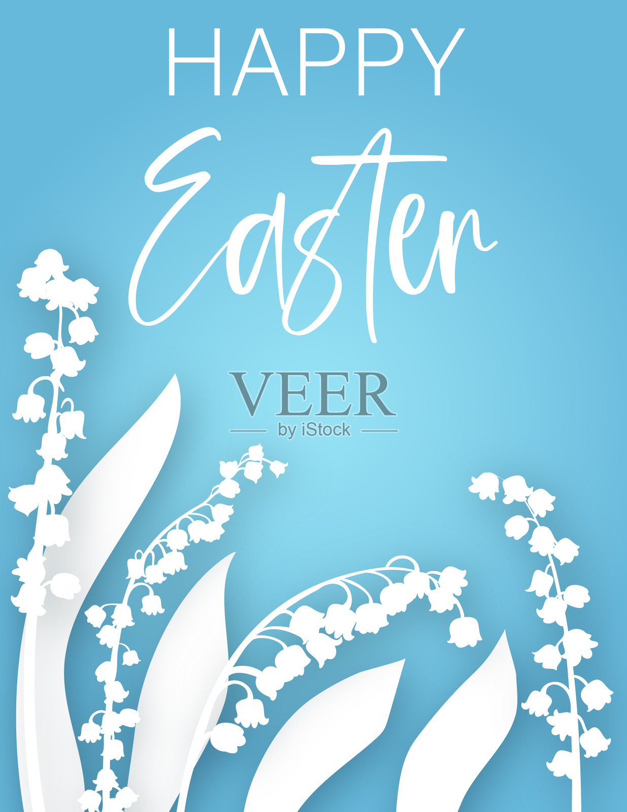 漂亮的复活节背景与铃兰的山谷插画图片素材