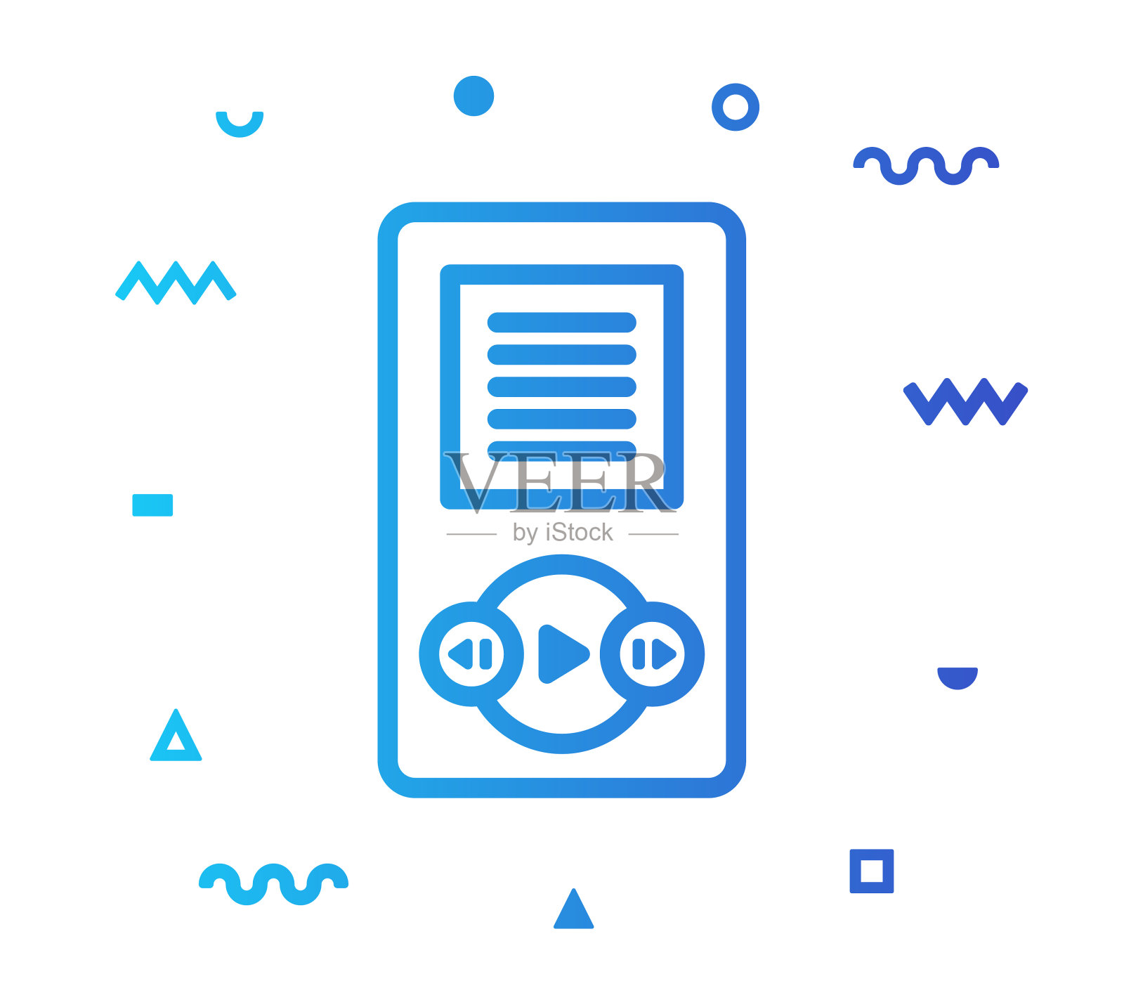 音乐播放器线条风格图标设计插画图片素材