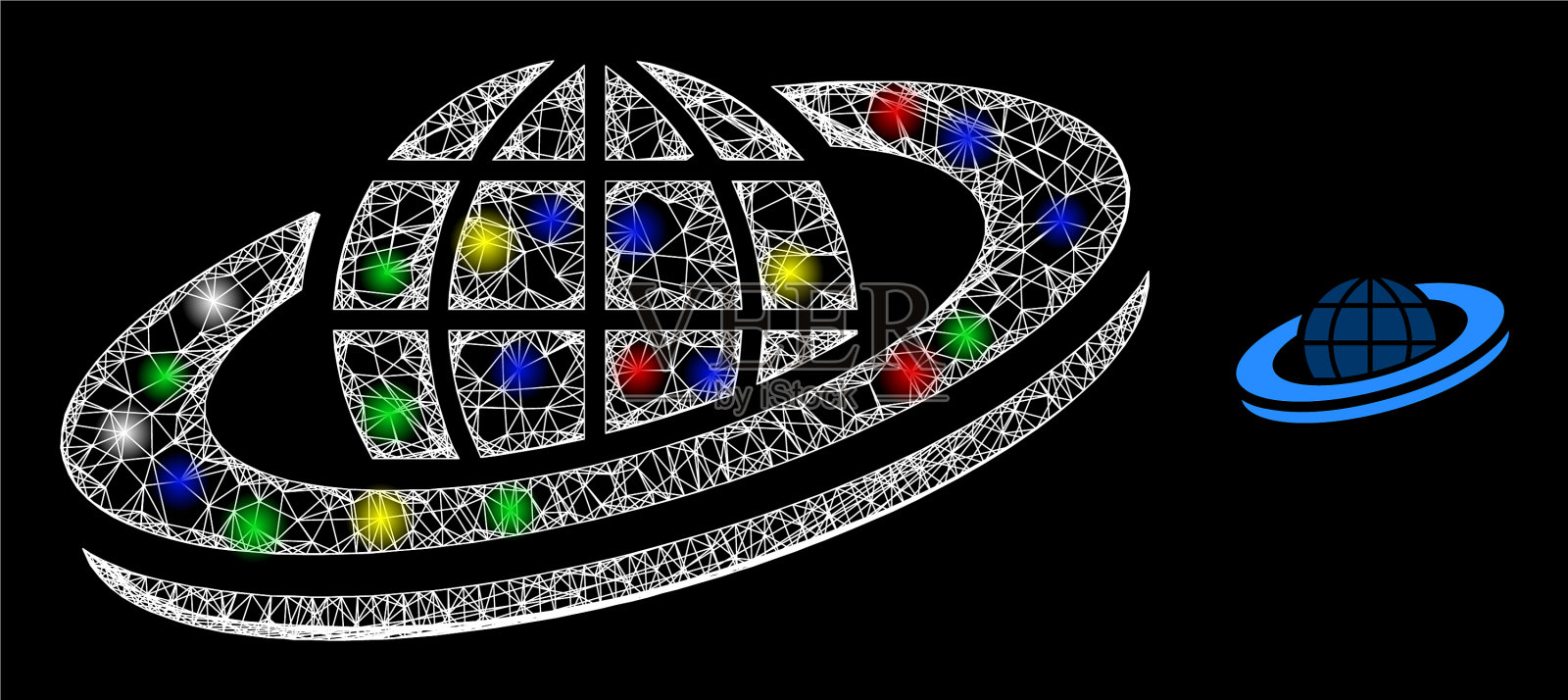 点亮不规则网行星轨道图标插画图片素材