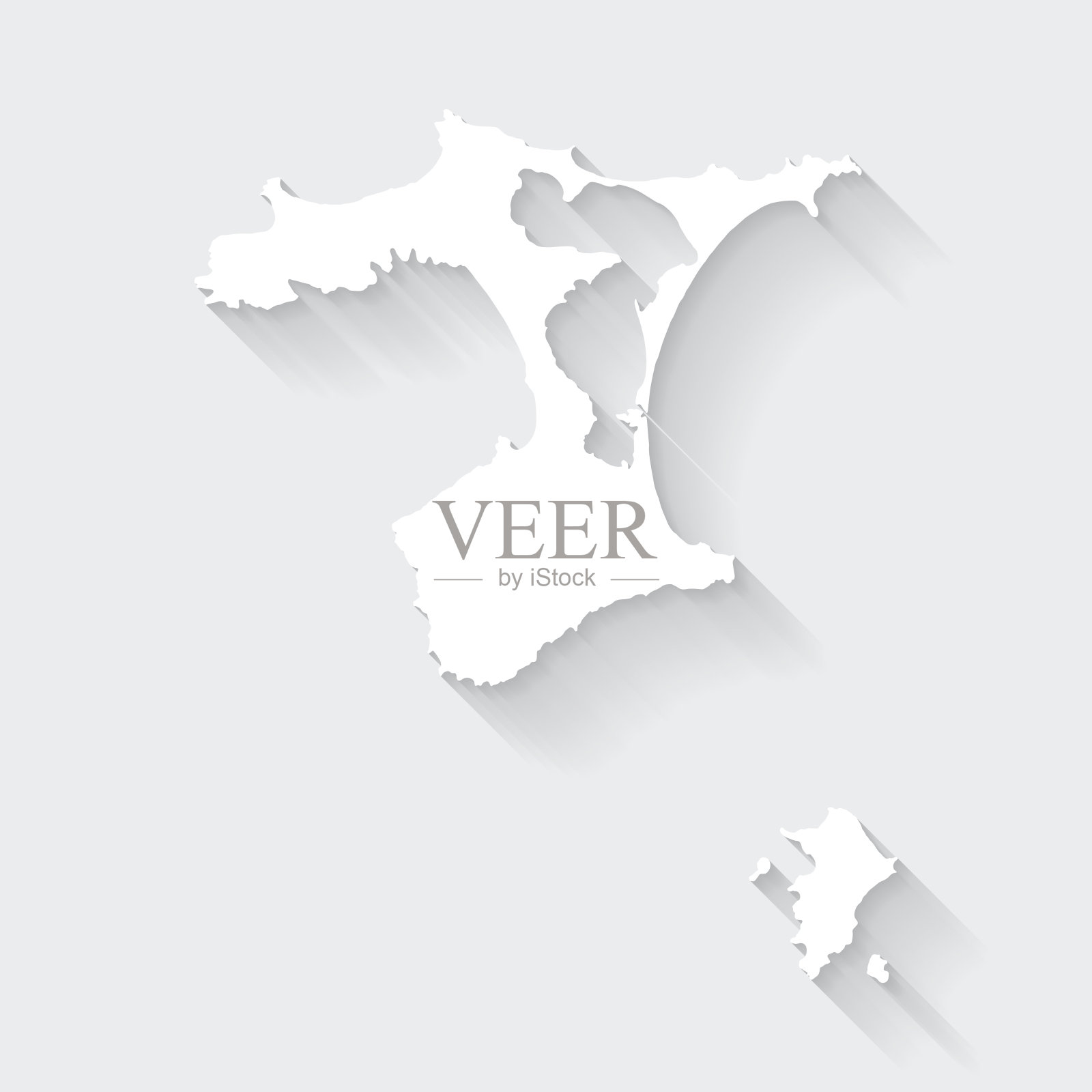 查塔姆群岛地图与长阴影空白背景-平面设计插画图片素材