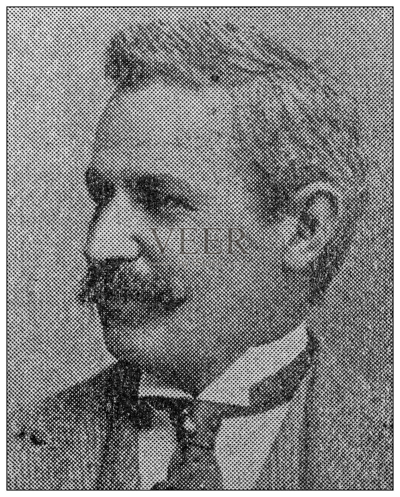 著名人物的古董肖像:威廉·E·米汉插画图片素材