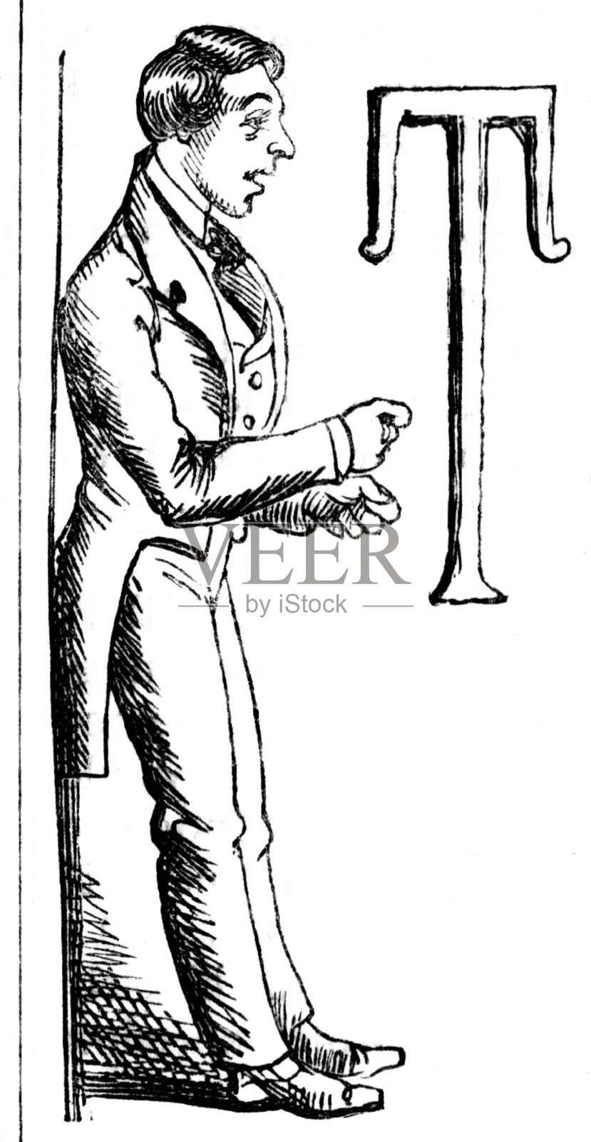 字母T代表燕尾服,复印空间插画图片素材