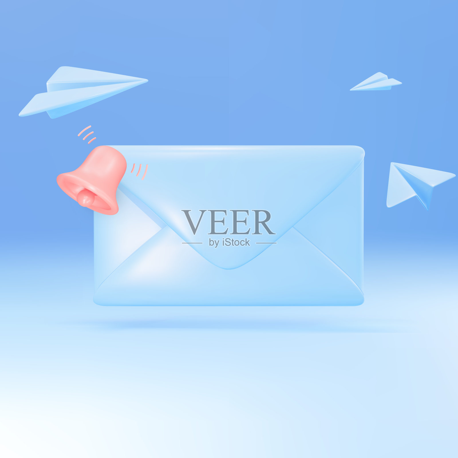 3D字母与钟商业插图。横幅模板的现实元素。矢量插图。插画图片素材