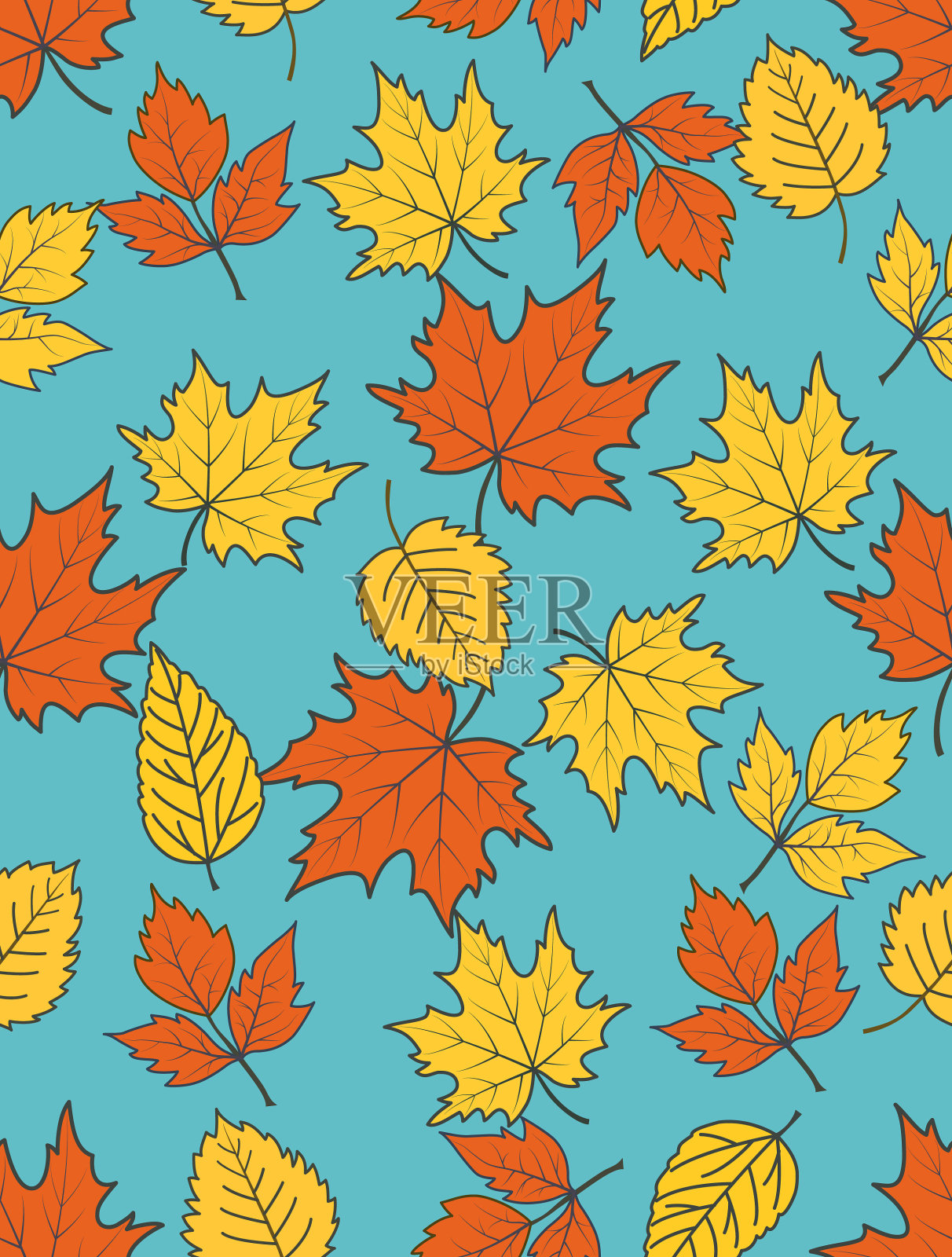 树叶无缝图案。插画图片素材