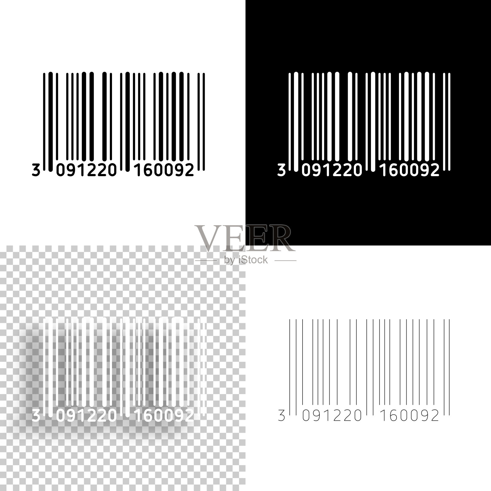 条形码。图标设计。空白,白色和黑色背景-线图标插画图片素材